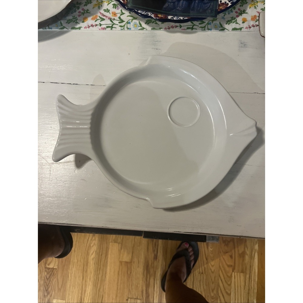 HALL 291 White Fish shaped Dinner Snack Plate Vintage